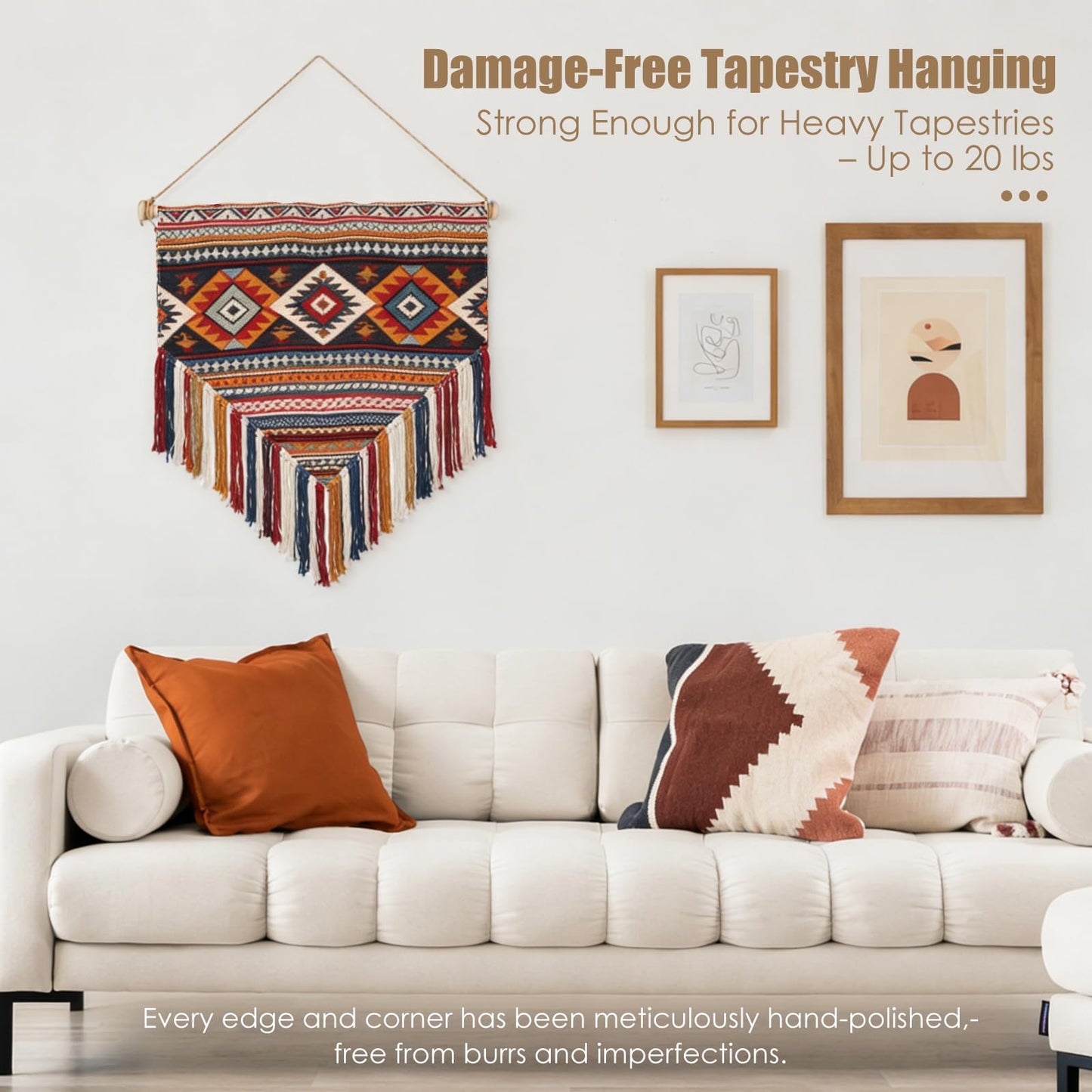 Adjustable Wooden Tapestry Hanger Wood Wall Hanging Rod for Tapestries, Boho & Farmhouse Wall Decor (16-28 Inches)