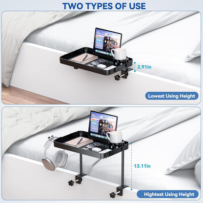 2 Bedside Shelf Bunk Bed Shelf for Top Bunk Clip on Bedside Table Tray Loft Nightstand Attachable Bedside Table Cup