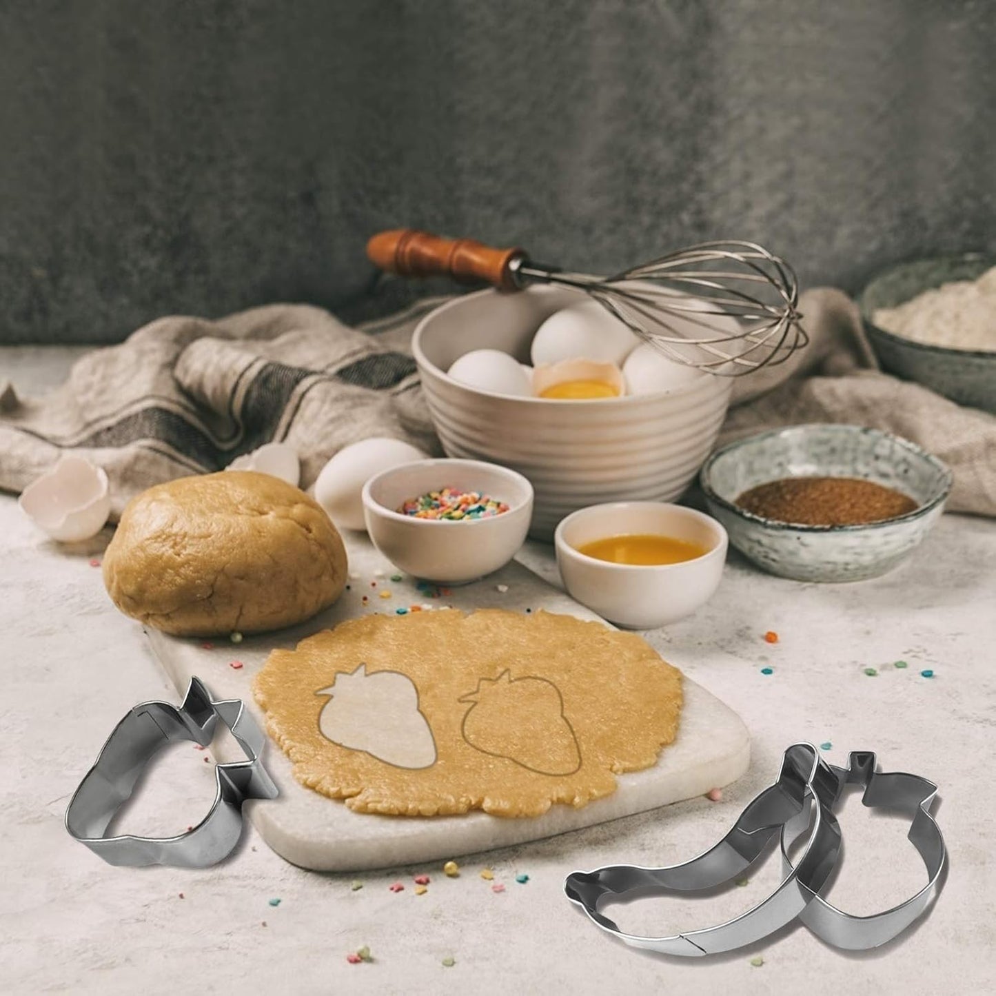 10PCS Stainless Steel Fruit Cookie Cutters Set, Molds for Pineapple, Strawberry, Pear, Lemon, Apple, Grape, Peach,