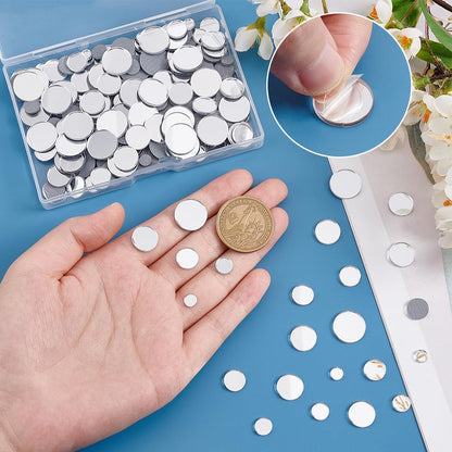 PH PandaHall 250pcs 5 Size Mirror Tiles Mini Acrylic Round Mirror Circle Craft Tiles for Home Decoration Jewelry Making DIY Projects Supplies 5.5/7.5/9.5/11.5/14.5mm