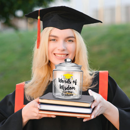 Mimorou 52 Pcs 2026 Graduation Gifts Memory Jar Advice Cards Graduate Party Favors Words of Wisdom Glass Bottle Guest Book Cards with Black Pen Senior School College Graduates Gifts Party Decorations