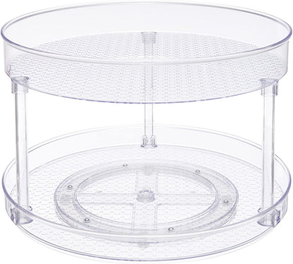 2 12" Amazon Basics Tier Lazy Susan Turntable Organizer for Condiments, Diameter, Clear