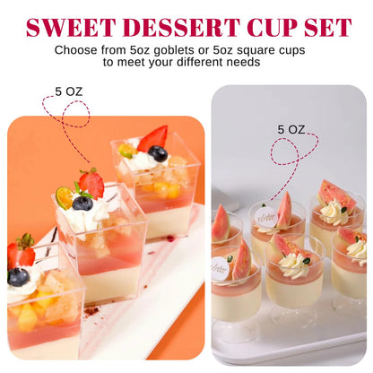 UrbanRoots 300 Pack Clear Plastic Dessert Cups(5 oz),Disposable Parfait Cups For Pudding, Fruit and Ice Cream,Mini Shooter Cups With Spoons For Party,appetizer cups