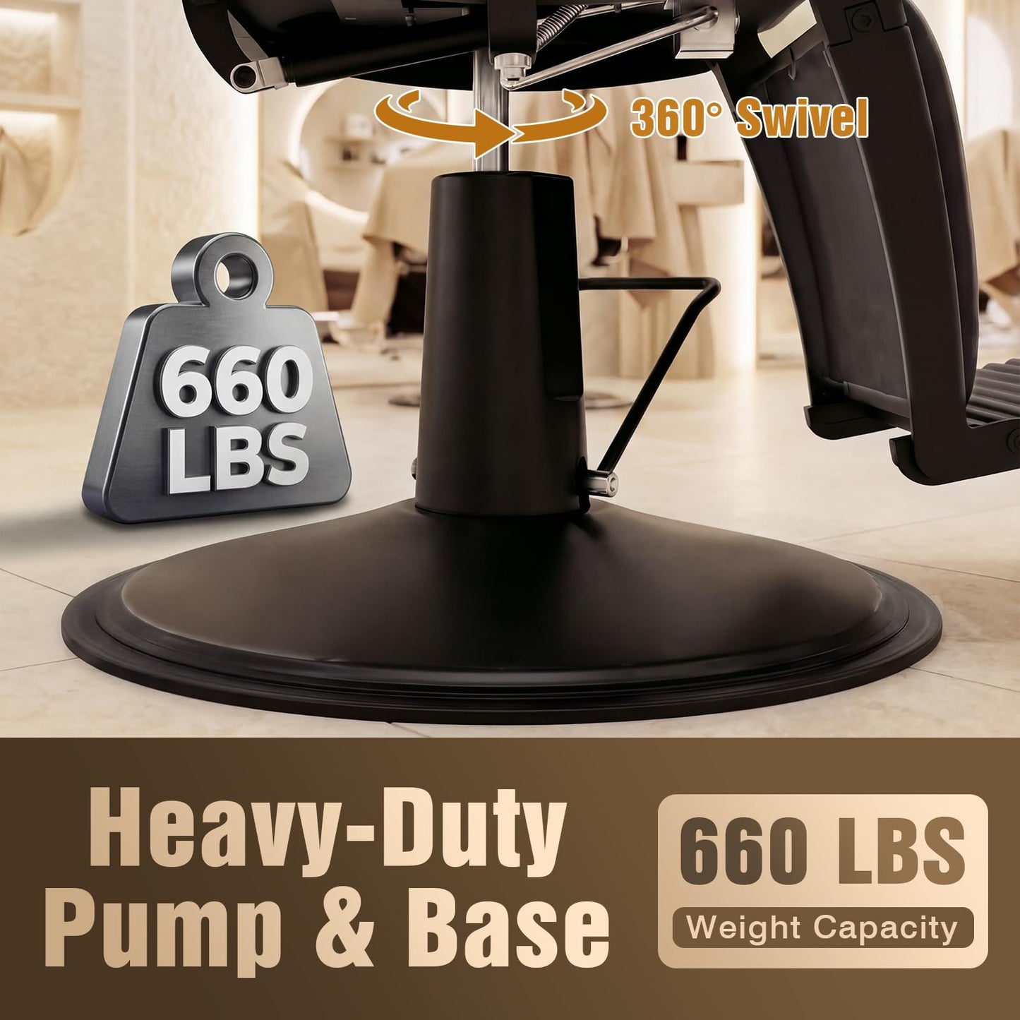 Oakvera Barber Chair with Stool, Heavy Duty Vintage Recline Hydraulic Barber Chair with Towel Bar, 360° Swivel All Purpose Professional Salon Chair Barber Shop Beauty Salon Shampoo Equipment, Black