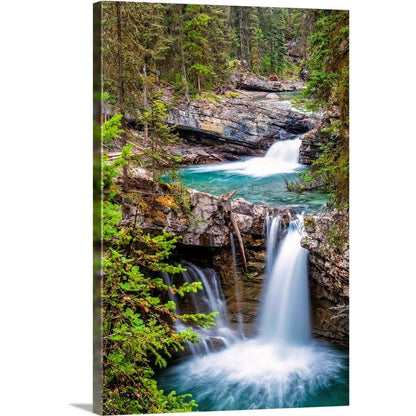 CANVAS ON DEMAND Waterfall At Johnston Canyon, Banff National Park, Alberta, Canada Canvas Wall Art Print by Circle Capture, Home Decor, Nature Artwork, 40" x60in