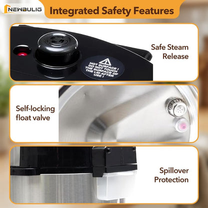 NEWBULIG 6.3 Quart Electric Pressure Cooker, Stainless Steel Multi Cooker Pressure, 24-in-1 Slow Cooker for Rice, Meat Stew, Porridge, Multigrain, Soup, Bean, Bake, Steam, Yogurt Maker