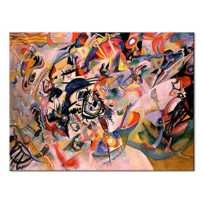 Wieco Art Framed Canvas Wall Art Composition VII, 1913 by Wassily Kandinsky Classic Abstract Famous Paintings Reproductions Canvas Wall Art for Home Decoration