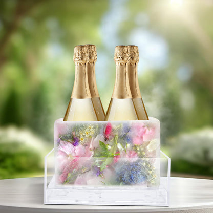 Didaey 4 Pcs Ice Mold Wine Chiller Ice Bottle Chiller Ice Container Mold Ice Silicone Mold Champagne Bucket with Draining Rack for Decorations Centerpiece