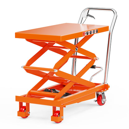 Hydraulic Scissor Lift Table Cart,Capacity Portable Lifting Platform Dolly,Material Lift Trolley with Wheels,Manual Foot Pump Operated Lift Dolly for Warehouse Garage Industrial Use (330 lbs)