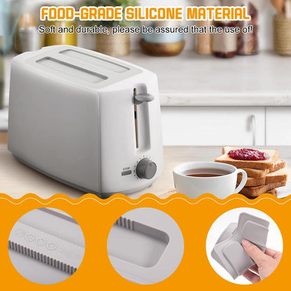 Toaster Cover 2 Slice, 2 Pack Silicone Washable Machine Cover, 6.22x4.09in Kitchen Appliance Covers (Gray)