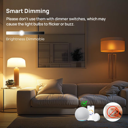 Linkind Matter Smart Light Bulb, Smart Bulbs Work with Apple Home, Siri, Alexa, Google Home, SmartThings, Color Changing Light Bulbs Music Sync RGBTW, Mood Lights, 2.4Ghz WiFi A19 E26 60W 800LM 6 Pack