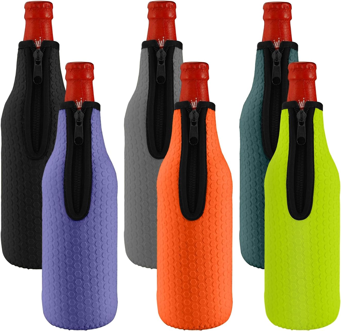 6 Pack 16oz 18oz KENOBEE Beer Bottle Insulator Sleeves, to Glass Beer Bottle Neoprene Cooler Covers Non-slip Thick