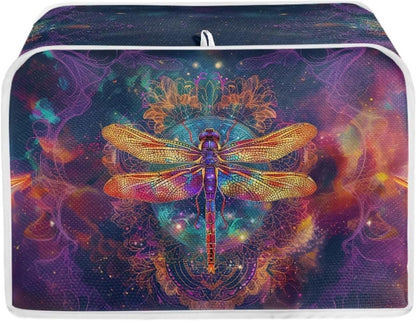 Gold Dragonfly Boho Purple Galaxy Print Toaster Oven Cover, Small Appliance Dust Cover Organizer