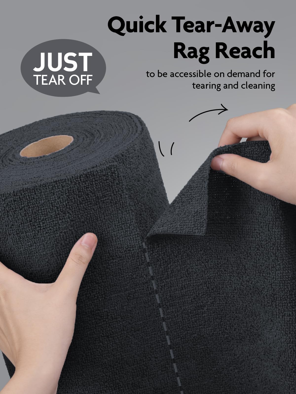 Fantasticlean Microfiber Cleaning Cloth Roll -75 Pack, Tear Away Microfiber Towels, 12" x 12", Reusable, Washable, Scratch Free, Ultra Absorbent for All-Around Cleaning Supplies (DimGray)