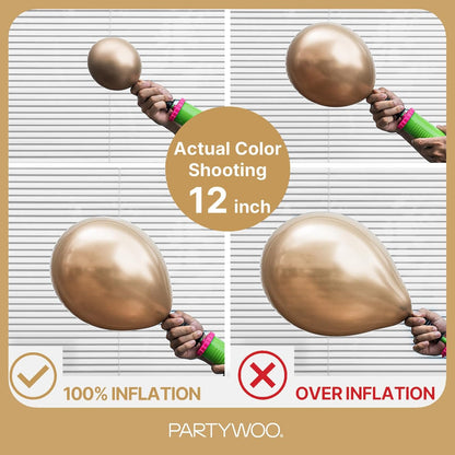 PartyWoo Metallic Gold Balloons - 128-Piece Chrome Balloon Arch Kit for Birthday & Wedding Decor | 5-18 Inch Sizes