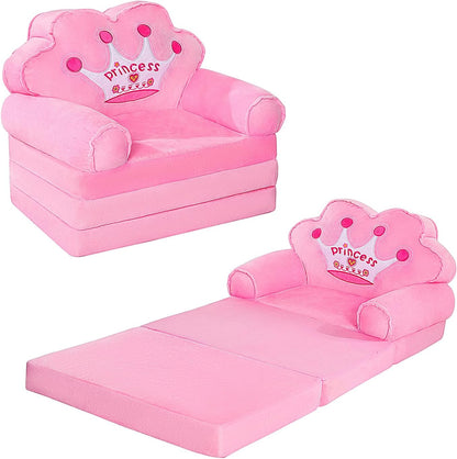 1-3, MOONBEEKI Kids Couch Fold Out, Foldable Princess Chair for Toddlers Kids Furniture for Playroom, Gift for Birthday