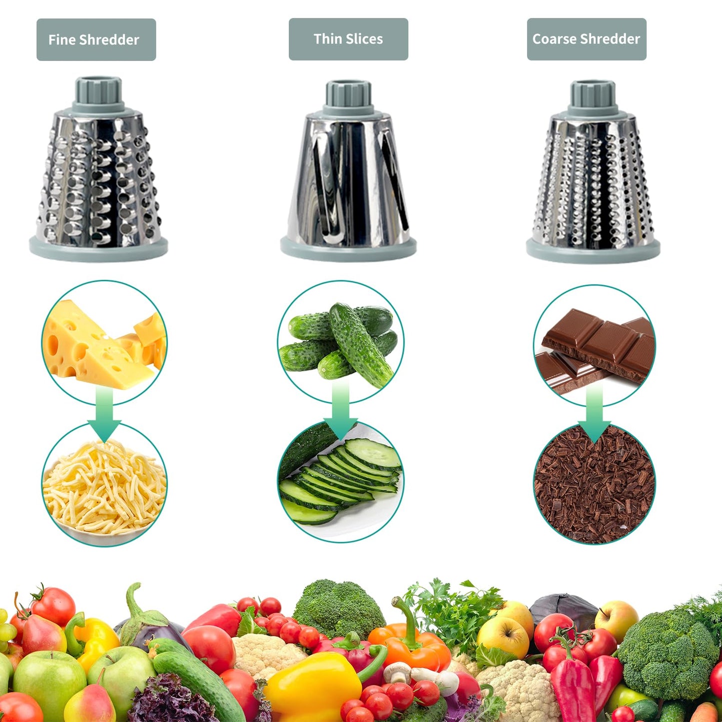 Eleko Meyar Cheese Grater with Handle, Multifunctional Manual Rotary Cheese Grater - Cheese Shredder Easily Chop Carrots, Potatoes, Vegetables and Fruits and Easy to Clean(blue)