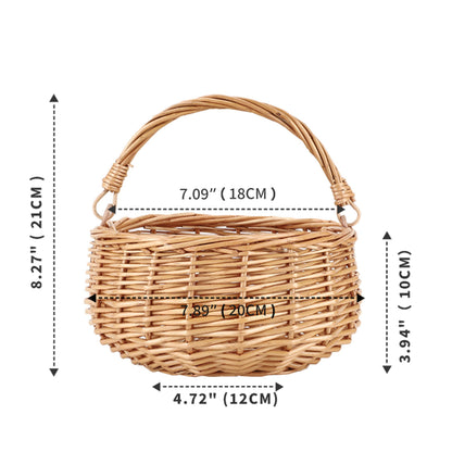 Small Gift Wicker Picnic Basket with Handle,Willow Flower Girl Basket for Weddings，Garden and Home Decor -Wicker Storage Basket-Natural