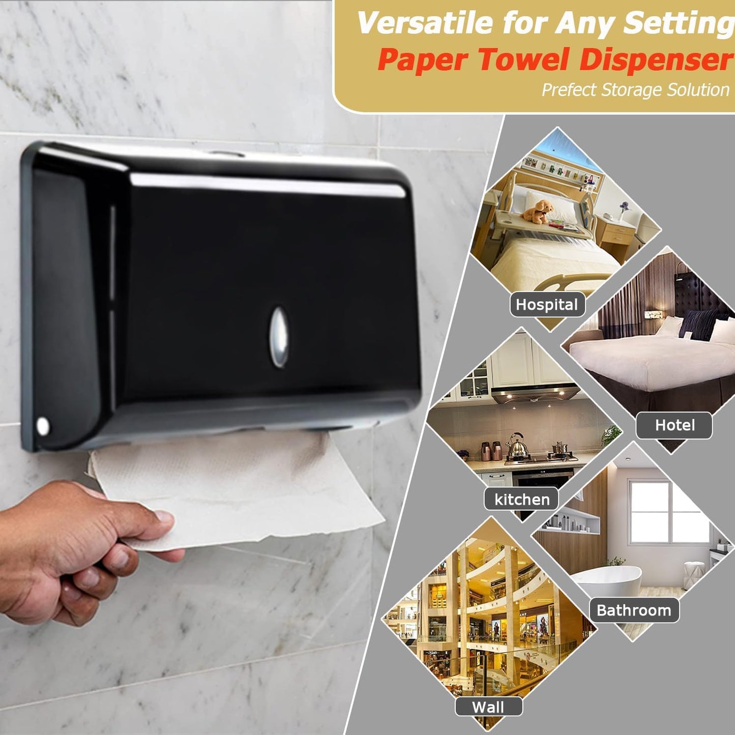 AIFUSI Commercial Paper Towel Dispensers, Toilet Tissue Dispensers Wall Mount Paper Towel Holder C-Fold/Multifold Paper