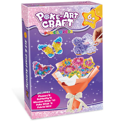 Britik Arts and Crafts for Kids Ages 8-12: Poke in Fun Art Kits for Girls, Poke Art Flower Bouquet Craft Kit, Fabric Arts for Kids DIY Flower Bouquet Kit Birthday Gift for Girls 8 9 10 11 12, Orange