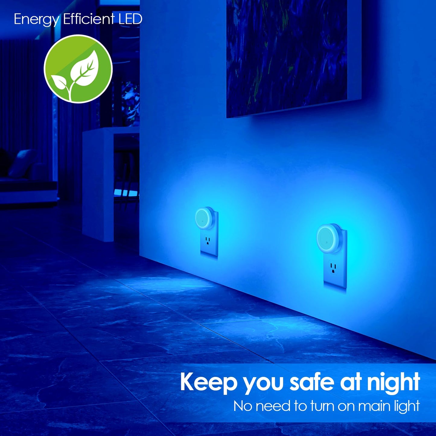 FOLKSMATE LED Night Lights Plug in, Dimmable Nightlight Plug Into Wall with Light Sensor, Soft White Adjustable for Adults, Bedroom, Bathroom, 2-Pack