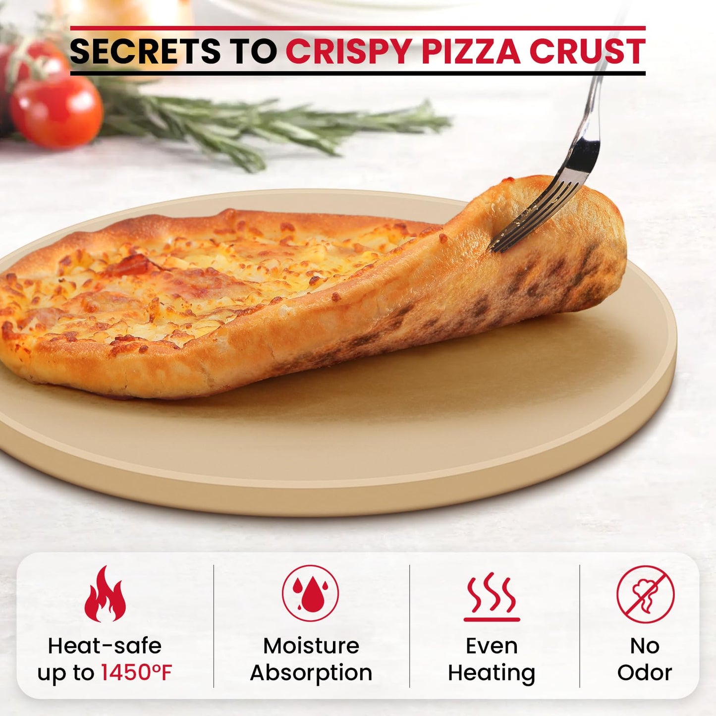 Unicook 16 Inch Round Pizza Stone, Heavy Duty Cordierite Bread Baking Stone for Oven and Grill, Thermal Shock Resistant, Ideal for Baking Crisp Crust Pizza, Bread and More, Includes Scraper