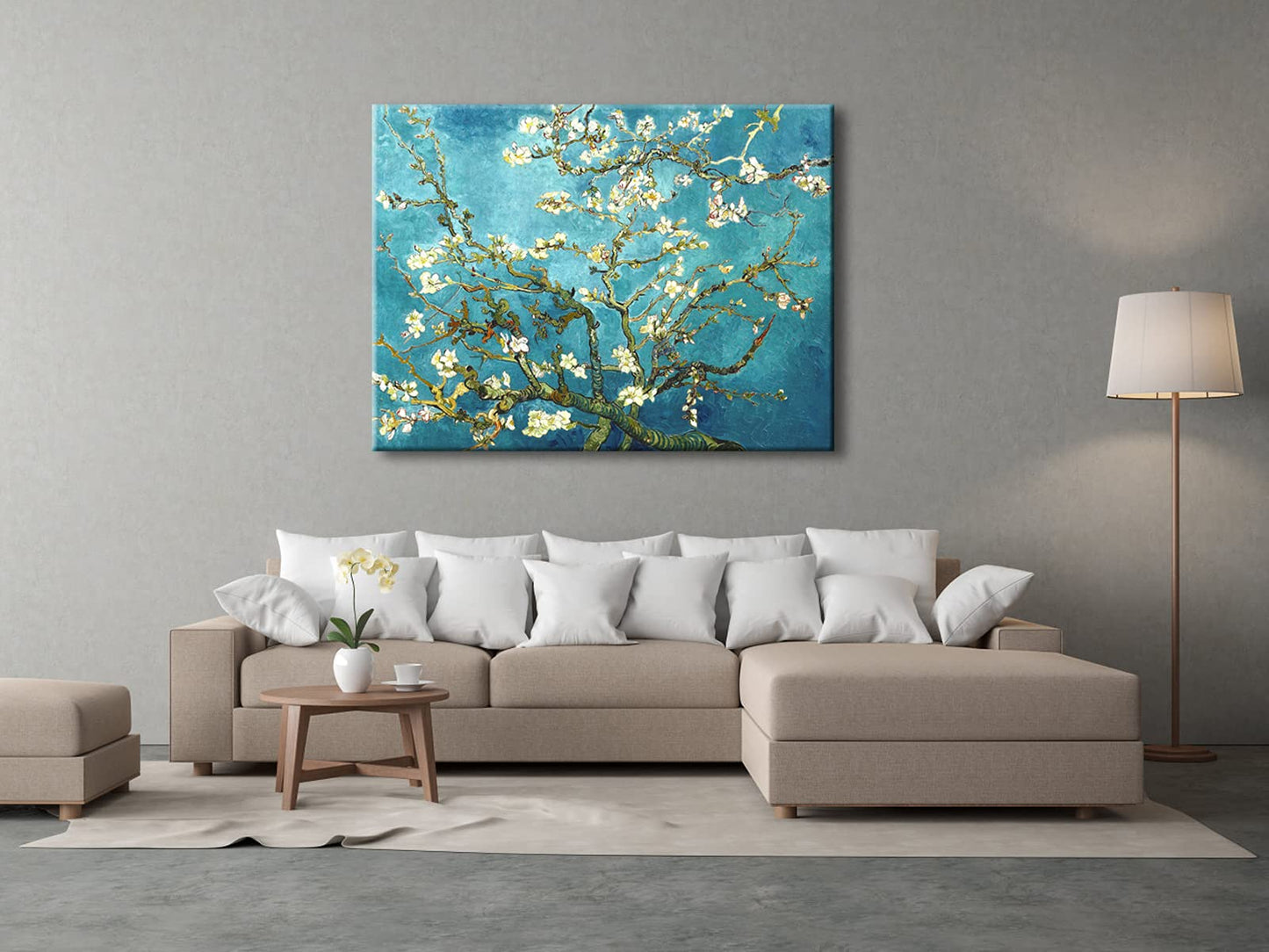 Wieco Art Framed Wall Art Canvas Prints of Almond Blossom by Vincent Van Gogh Paintings Reproduction Abstract Artwork for Wall Decor Golden Frame