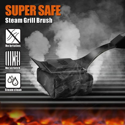 GRILLART Grill Brush - Bristle-Free BBQ Cleaner with Replaceable Head for Cast Iron & Stainless Steel Grates | Dark Black