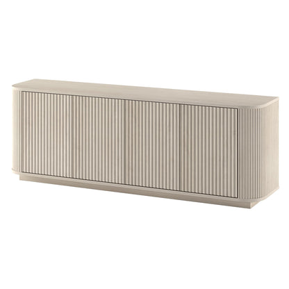 Henn&Hart Fluted TV Stand for TVs up to 75" with 2 Storage Cabinets with an Adjustable Shelf for Living Room, Family Room, or Office, Beech White