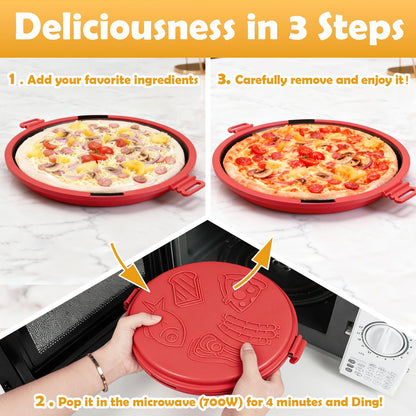 9.5Inch Microwave Sandwich Maker, Microwave Grilled Cheese Maker, Microwave Pizza Oven, Pizza Mark, Bacon Cooker, Toaster, Removable Non-Stick, Grill Crispy in Minutes for Office, Dorm, Travel, Home