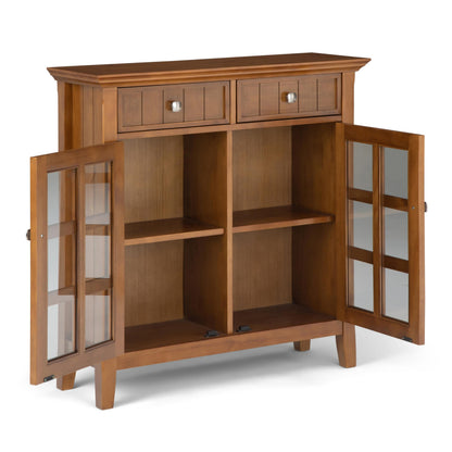 SIMPLIHOME Acadian Storage Cabinet - 36 inch Wide Solid Wood Entryway Storage Cabinet in Light Golden Brown, Transitional Cabinet for Hallway or Living Room with 2 Drawers and Adjustable Shelves