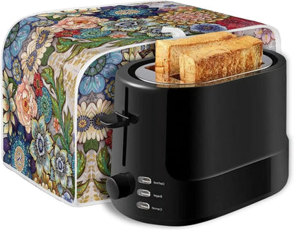Bright Blossoms Toaster Covers 4 Slice, Dustproof Fingerprint Protectors and Greasy Protection, Anti-sputtering Machine