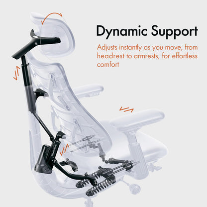 LiberNovo Dynamic Ergonomic Desk Chair + StepSync Footrest + Extra Battery Bundle - Comfy Home Office Chair with Adaptive Lumbar Support, 160° Recline & Built-in Spine Stretch, Green+45cm