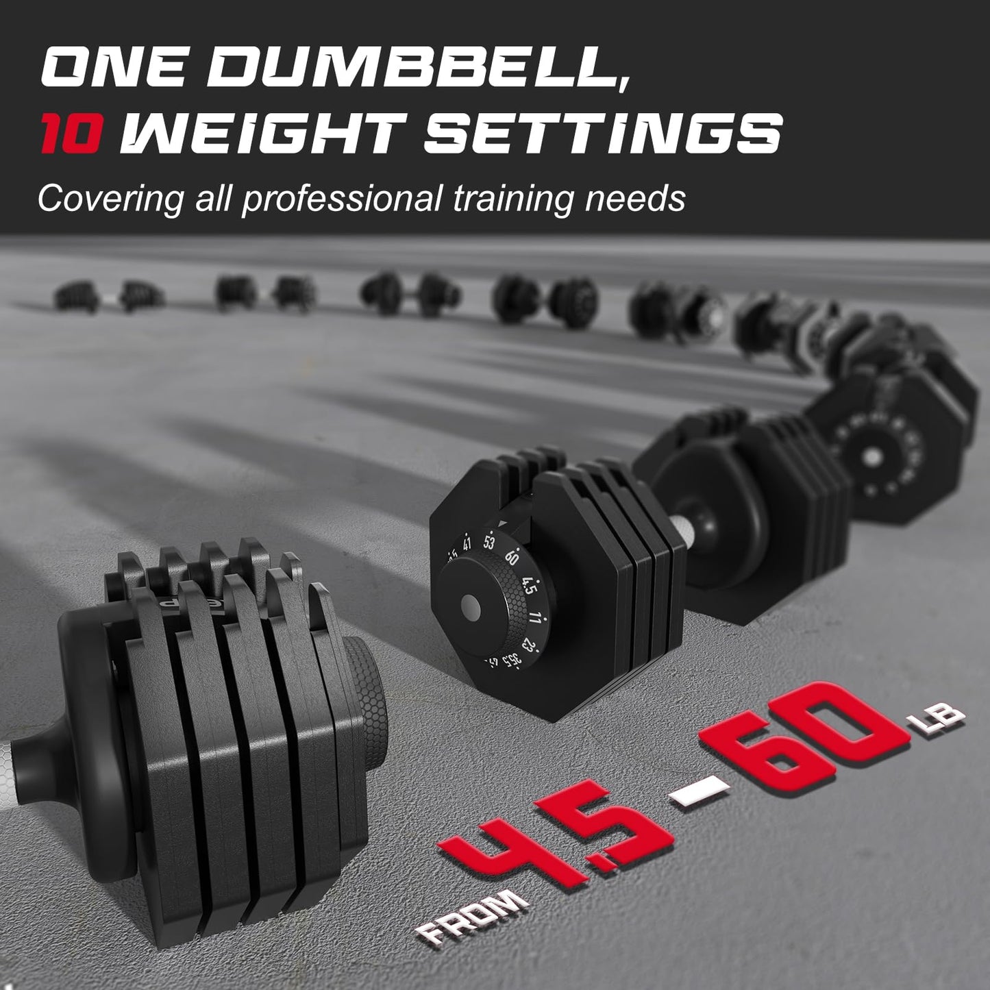 Keppi Adjustable Dumbbells Set-60lb Pair, Anti-Slip Metal Fast Adjust Weight Handle, Exercise & Fitness for Full Body Workout -DBA60(Pair)