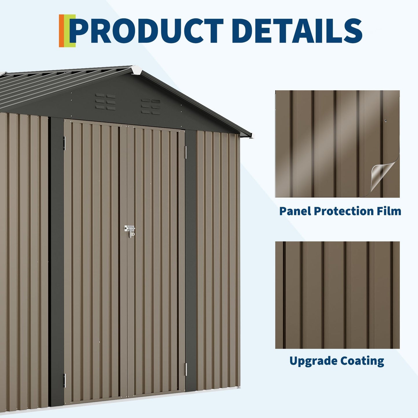 10 X 10 FT Outdoor Storage Shed,Metal Garden Sheds&Outdoor Storage, Lockable Gable Roof Garden Tool Shed, All-Weather Resistant Storage Unit for Bikes, Ladders, Patio Supplies & Garden Essentials