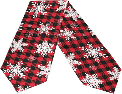 WOOR Double-Sided Snowflakes Table Runner - 13 x 70 Inches Buffalo Plaid Background, Christmas Table Cloth for Holiday