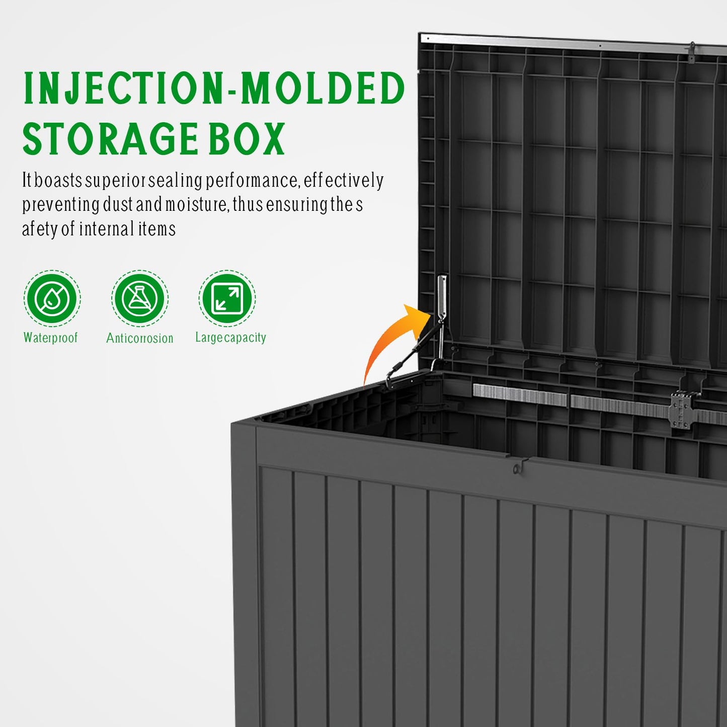 GALUBUBU 230 Gallon Patio Storage Box, Outdoor Resin Deck Box with Hydraulic Lid, Lockable & Waterproof for Garden Tools, Furniture Cushions, UV Resistant Outside Storage, Black