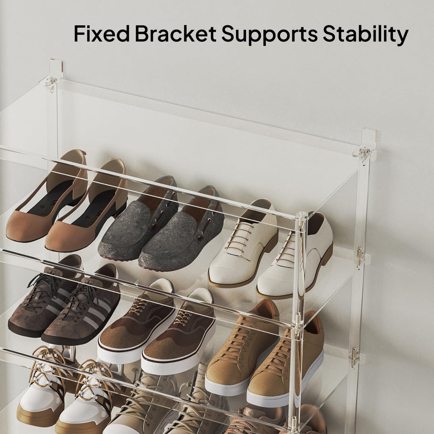 Aquiver 8 Tiers Acrylic Shoe Rack - Tall Shoe Rack for Entryway - Large Capacity Shoe Organizer - Clear Shoe Shelf Holds 24 Pairs, 25.6'' L x 11.8'' W x 60.6'' H, Easily Clean