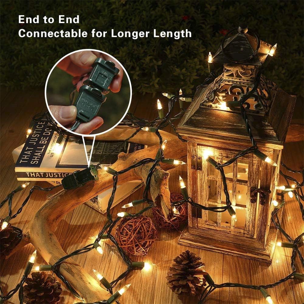 Hopolon Christmas Lights, 2 Pack 23ft 100 Mini String Lights, UL Certified Extendable Tree Lights for Indoor & Outdoor