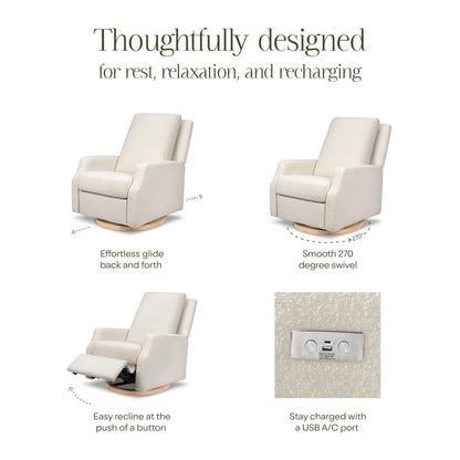 Namesake Crewe Glider Recliner Nursery Chair - GREENGUARD Gold & Certi-PUR US Certified Rocker Recliner - Glider Rocking Chair for Nursery & Living Room - Electronic, 270° Swivel, Ivory Boucle