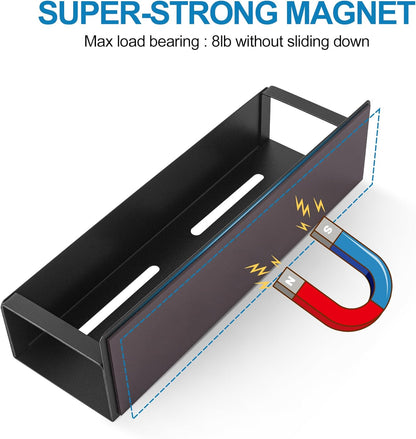Magnetic Spice Rack for Refrigerator, 2 Pack Black Moveable Fridge Magnetic Spice Racks, Strong Metal Shelves for