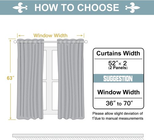 ChrisDowa Grommet Blackout Curtains - Thermal Insulated Room Darkening Panels, Mustard Yellow, 52W x 63L