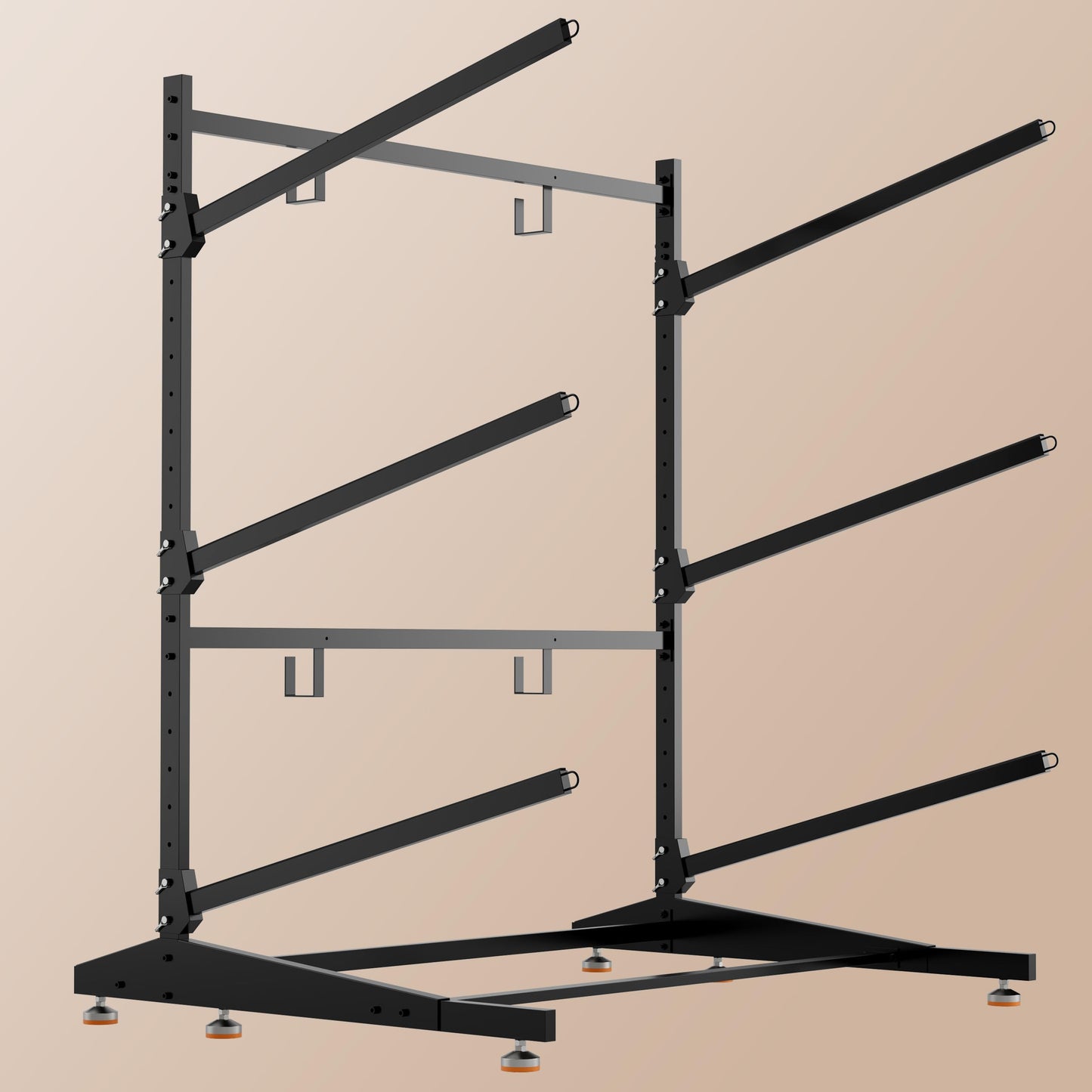 NIMBLERACK 3-Tier Kayak Storage Rack, Heavy Duty Free-Standing Canoe Stand 330lb, 304 Stainless Steel Anti-Snap Molded Joint, Adjustable Vertical Holder for Garage Outdoor Lakeside Seaside(Black)