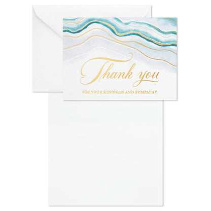 Hallmark Funeral Thank You Cards, Watercolor Agate (20 Thank You for Your Sympathy Cards with Envelopes)
