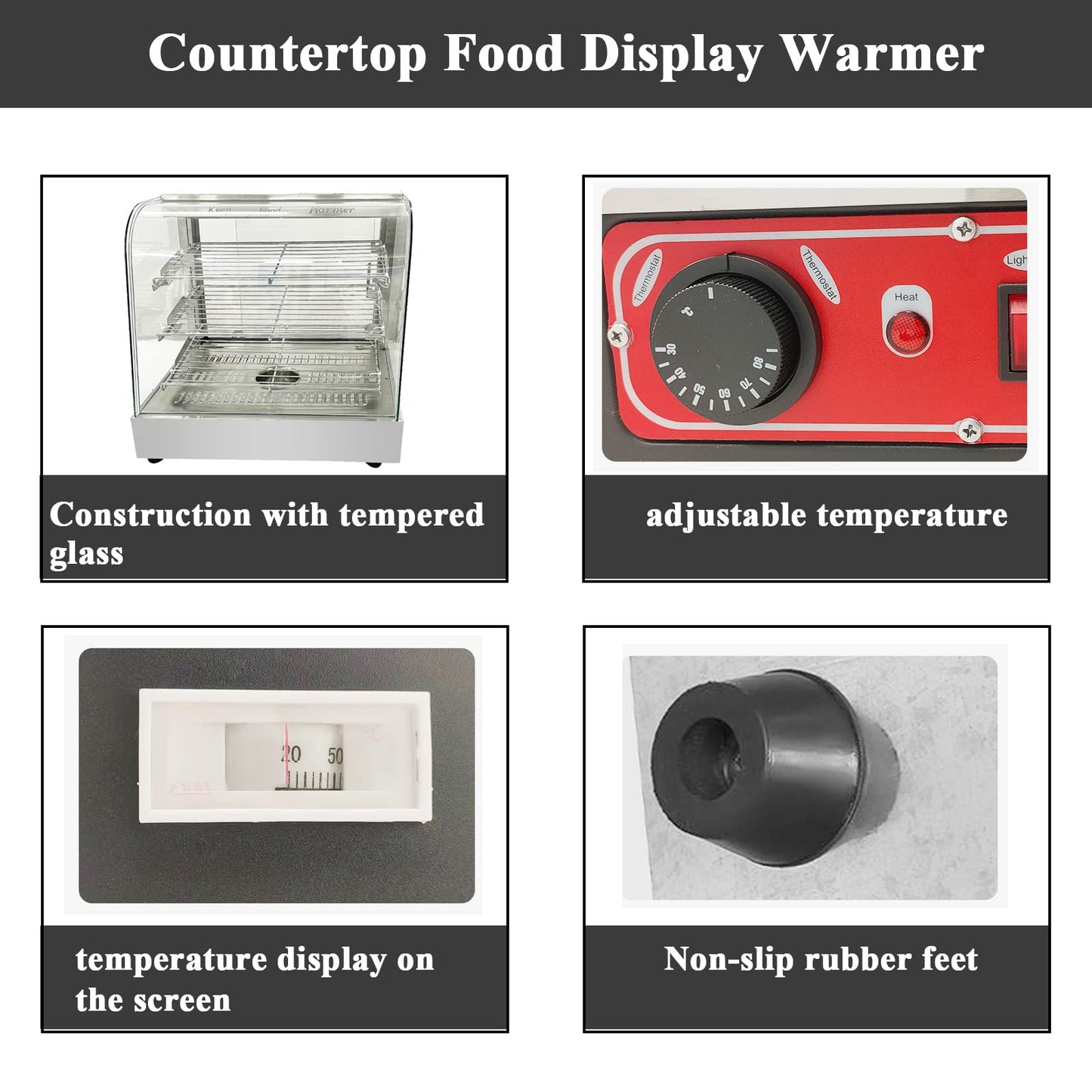 Countertop 26" Food Warmer Display Case 3 Shelf Hot Warming Showcase with Back Sliding Door and Water Tray,Black (26"(Silver))