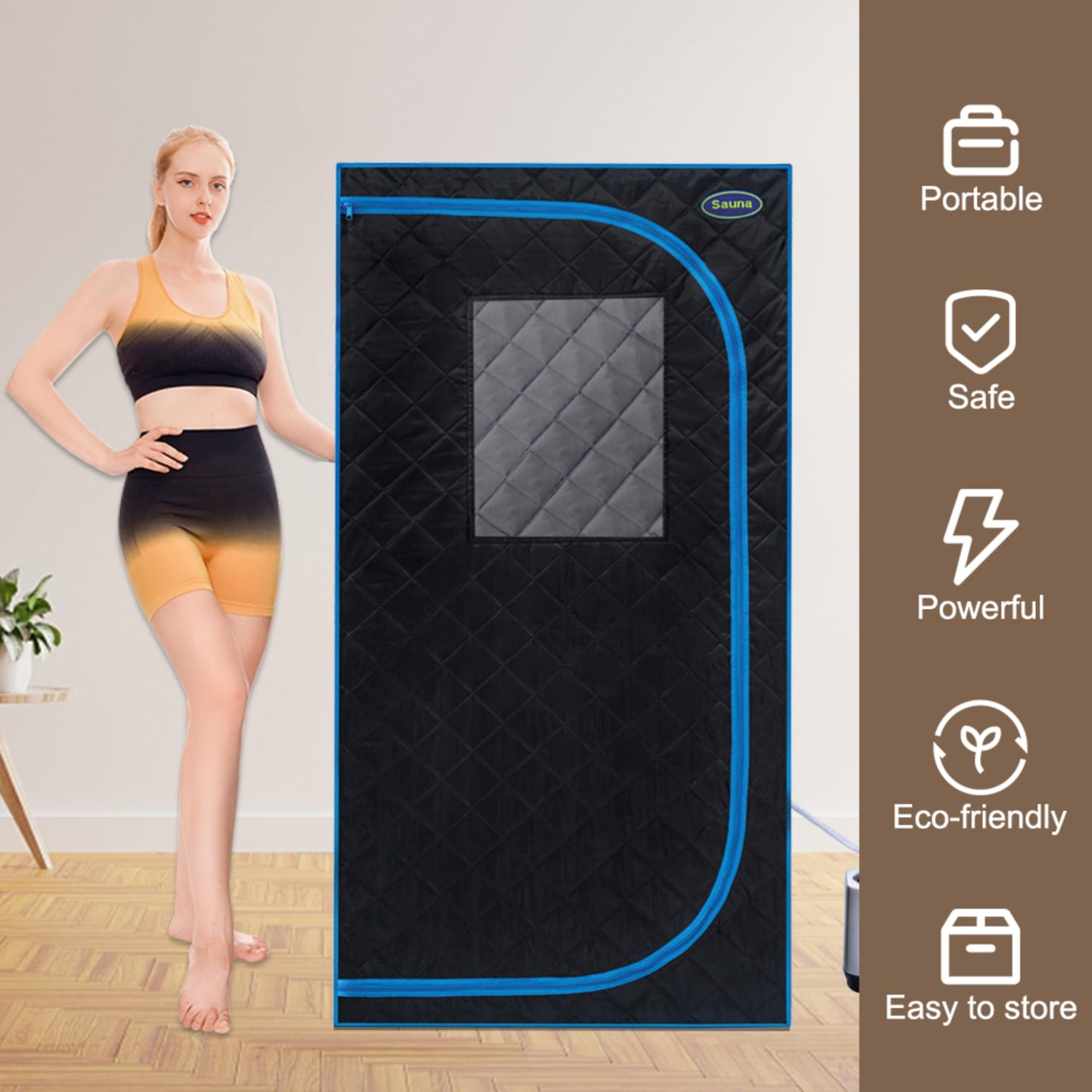 Portable Black Full Size Steam Sauna Tent - Personal Home Spa with Steam Generator, Remote Control, and Foldable Chair for Relaxation and Detox at Home