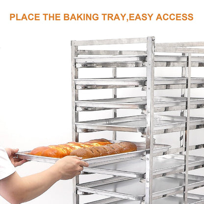 FUDUOSHUNYI Commercial Bakery Rack Stainless Steel Bun Pan Sheet Rack with Brake Casters, Kitchen Restaurant Cafeteria Bakers Rack Heavy Duty Dough Pizza Baking Tray Racks Storage Cooling Rack