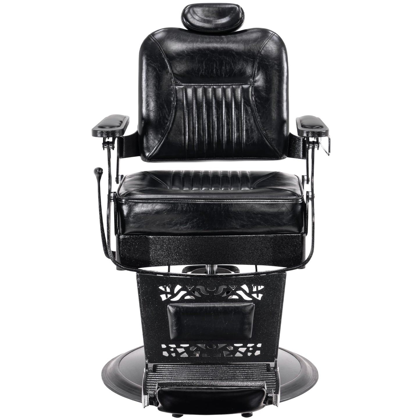BarberPub Heavy Duty Metal Vintage Barber Chair All Purpose Hydraulic Recline Salon Beauty Spa Chair Styling Equipment 2925 (All Black)