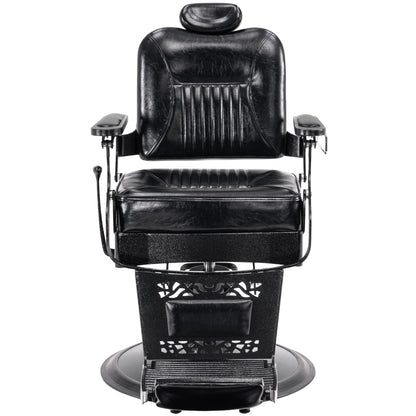 BarberPub Heavy Duty Metal Vintage Barber Chair All Purpose Hydraulic Recline Salon Beauty Spa Chair Styling Equipment 2925 (All Black)