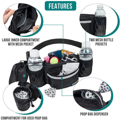 PetAmi Dog Fanny Pack, Treat Pouch for Dog Walking, Training, Built in Poop Bag Dispenser, Water Bottle Holder, Collapsible Bowl, Pet Treat Waist Belt for Hiking, Running, Kibbles (Camo Black)
